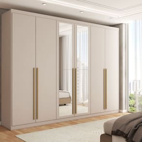 Guarda-Roupa Casal Córdoba  6 Portas 6 Gavetas 100% Mdf com Espelho Marrom Claro - Panorama Móveis