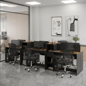 Estação de Trabalho 6 Lugares Office Smart 6 Mesas 4 Armários
