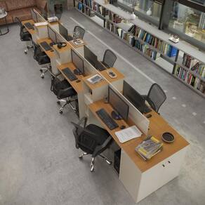 Estação de Trabalho 8 Lugares Smart Office 8 Mesas 6 Armários 1 Aparador