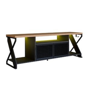 Rack Industrial 160cm Tv 60 com LED P1033 Preto Mell PP Milani Store