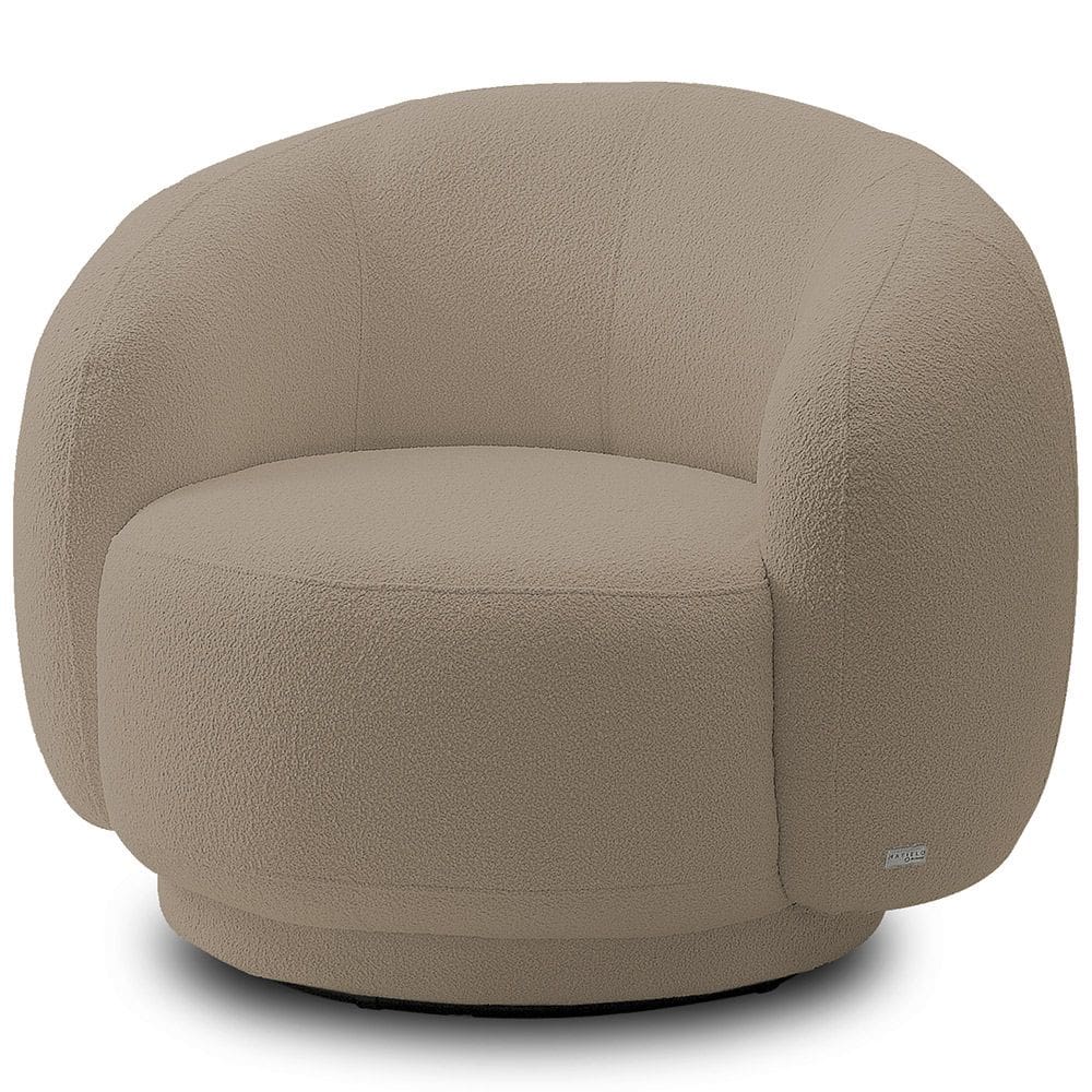 Poltrona Giratória Orgânica Para Sala Living Elodie M05 Bouclê Bege - Lyam Decor