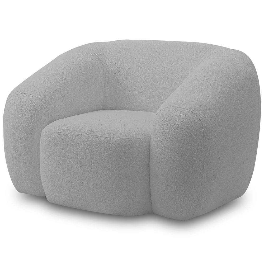 Poltrona Decorativa Orgânica Para Sala Living Emery M05 Bouclê Cinza - Lyam Decor