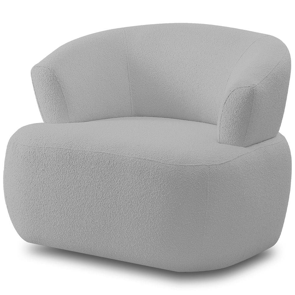 Poltrona Giratória Orgânica Para Sala Living Florea M05 Bouclê Cinza - Lyam Decor