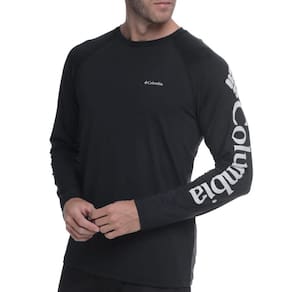 Camiseta P Manga Longa Leve Columbia Branca Masculina Aurora