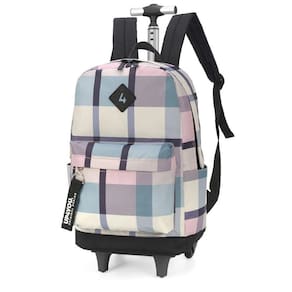 Mochila Com Rodinha Xadrez Up4you Cinza Luxcel