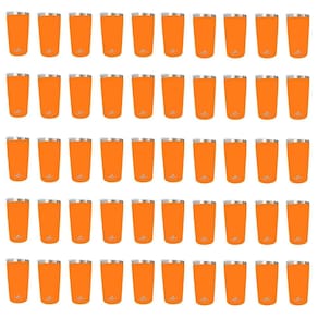 Kit 50 Copos Térmicos Aço Inox 420ML Laranja p/ Água Cerveja Café - Quente e Frio - Unica Unico
