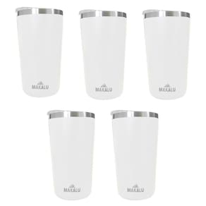Kit 5 Copos Térmicos Aço Inox 420ML Branco p/ Água Cerveja Café - Quente e Frio - Unica Unico