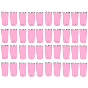 Kit 40 Copos Térmicos Aço Inox 420ML Rosa p/ Água Cerveja Café - Quente e Frio - Unica Unico