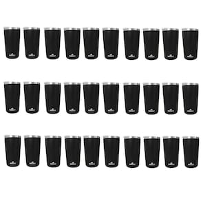 Kit 30 Copos Térmicos Aço Inox 420ML Preto p/ Água Cerveja Café - Quente e Frio - Unica Unico