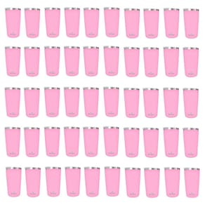 Kit 50 Copos Térmicos Aço Inox 420ML Rosa p/ Água Cerveja Café - Quente e Frio - Unica Unico