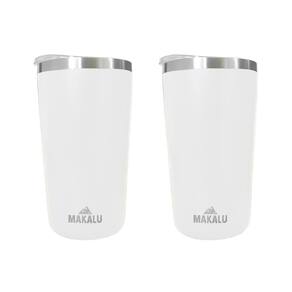 Kit 2 Copos Térmicos Aço Inox 420ML Branco p/ Água Cerveja Café - Quente e Frio - Unica Unico