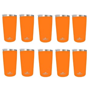 Kit 10 Copos Térmicos Aço Inox 420ML Branco p/ Água Cerveja Café - Quente e Frio - Unica Unico