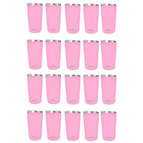 Kit 20 Copos Térmicos Aço Inox 420ML Rosa p/ Água Cerveja Café - Quente e Frio - Unica Unico