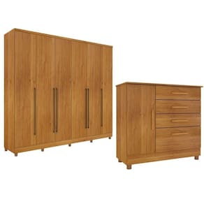 Guarda-Roupa 6 Portas Portugal E Comoda 4 Gavetas Chicago Com Pés Espresso Móveis Cinamomo