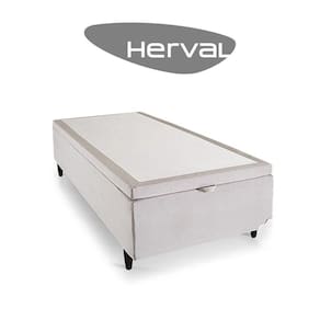 Base Cama Box Baú Solteiro Herval Montana, 46x96x203 cm, Bege