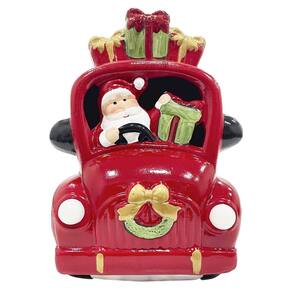 Escultura Caminhonete Natalina Papai Noel Motorista com LED