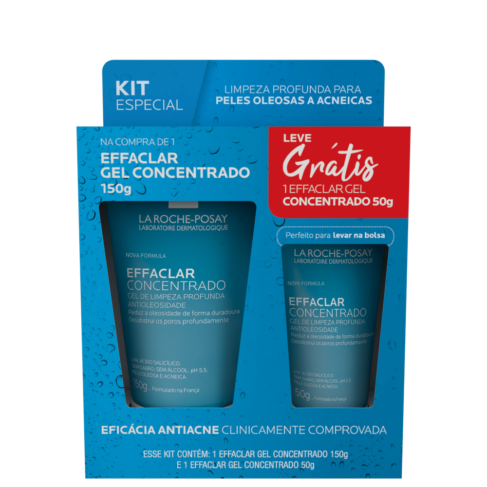 Kit La Roche-Posay Effaclar Concentrado Gel de Limpeza 150g + 50g (2 Produtos)