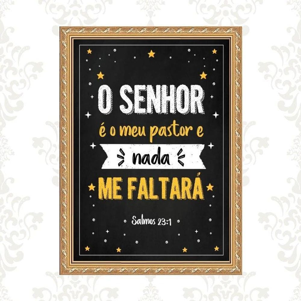Quadro Moldura Dourada Senhor Meu Pastor 24X18Cm