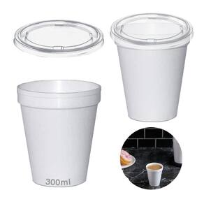 Copo Térmico Isopor 300Ml Tampa S/Furo Plástica C/200 Branco