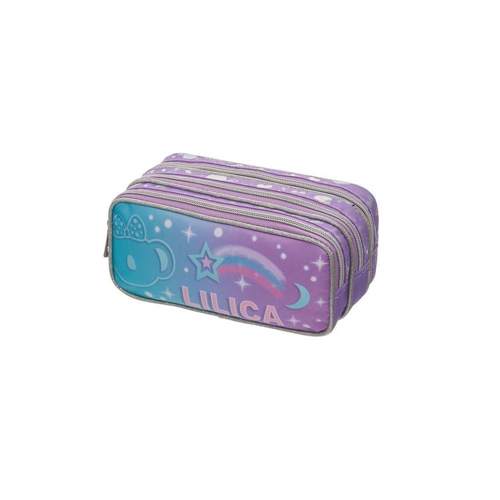 Estojo Triplo Lilica Ripilica Glitter Escolar Infantil