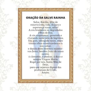 Quadro Moldura Dourada Oração Salve Rainha 45X34Cm