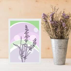 Quadro Decorativo Lavanda - Lilás E Verde 45X34Cm