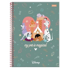 Caderno Univ 10 Matérias 160Fls Disney Pets Verde Foroni