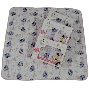 Kit 3 Fralda Disney 70X70Cm Estampada Com Croche Minnie