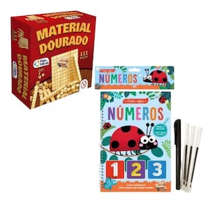 Kit Livro Infantil Caneta Mágica + Material Dourado 111 Pçs