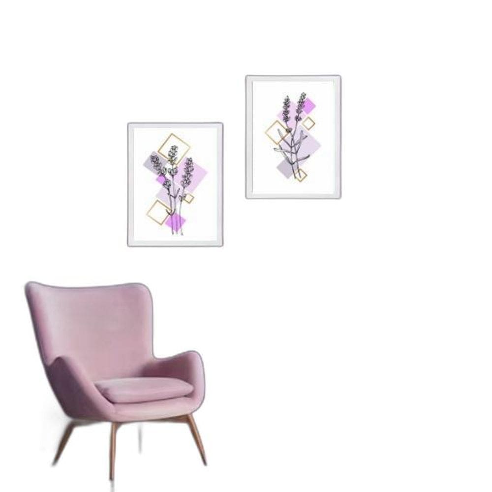 Kit 2 Quadros Arte Lavanda - Geométricos 45X34Cm