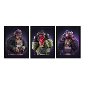 Quadros Decorativos Grandes 3 Un Macacos Milionários-No