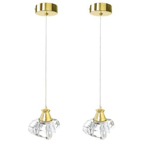 Kit 2 Pendente Cristal K9 Lavabo Metal Dourado G9 Bet13