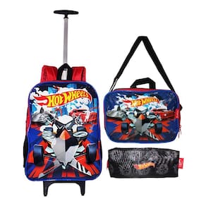 Kit Mochila Hot Wheels Rodinhas Infantil Masculina Escolar