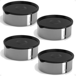 Kit 4 Pote Para Alimentos Metallic C/Tampa 370Ml Bpa Free