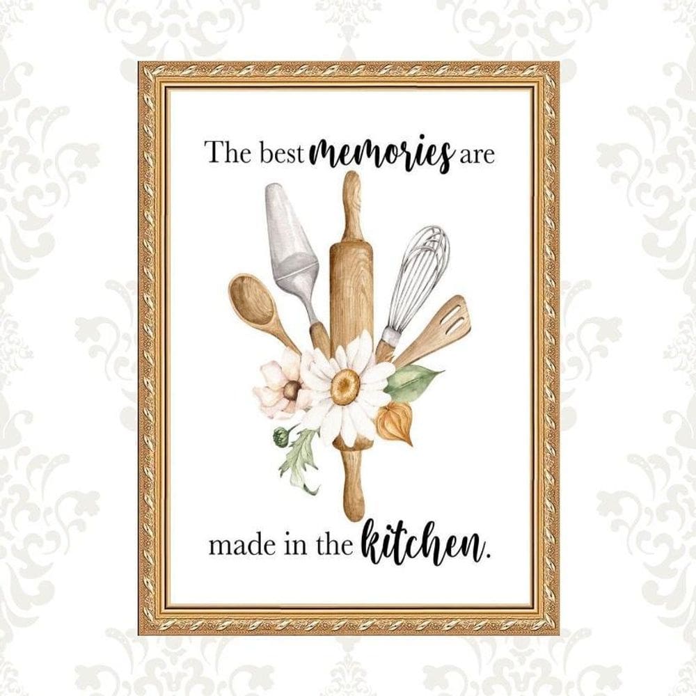Quadro Moldura Dourada Cozinha - Memórias 33X24Cm