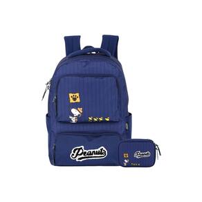 Kit Escola Mochila Costa + Estojo Box Snoopy Oficial - Azul