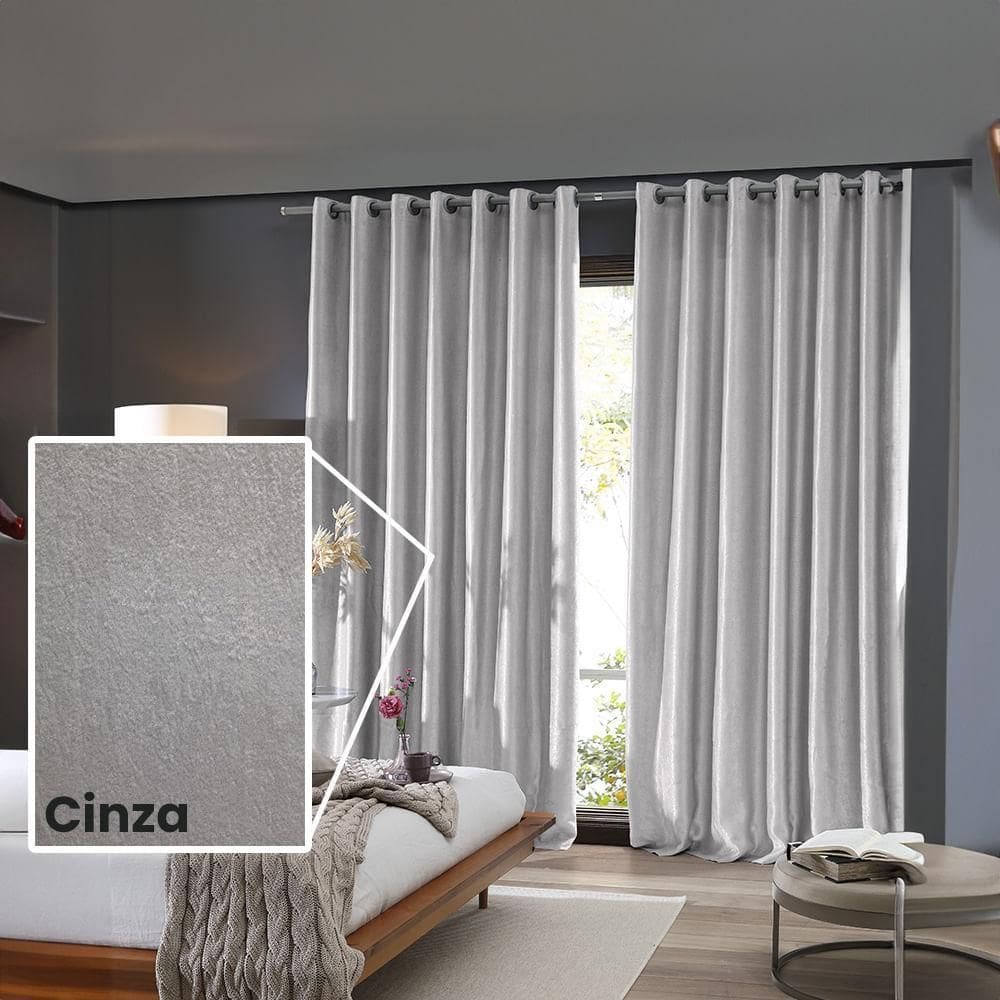 Cortina Sala / Quarto Corta Luz 2,6 X 2,3 Bella Janela Cinza