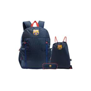 Kit Mochila De Costas + Estojo Duplo + Saco Barcelona