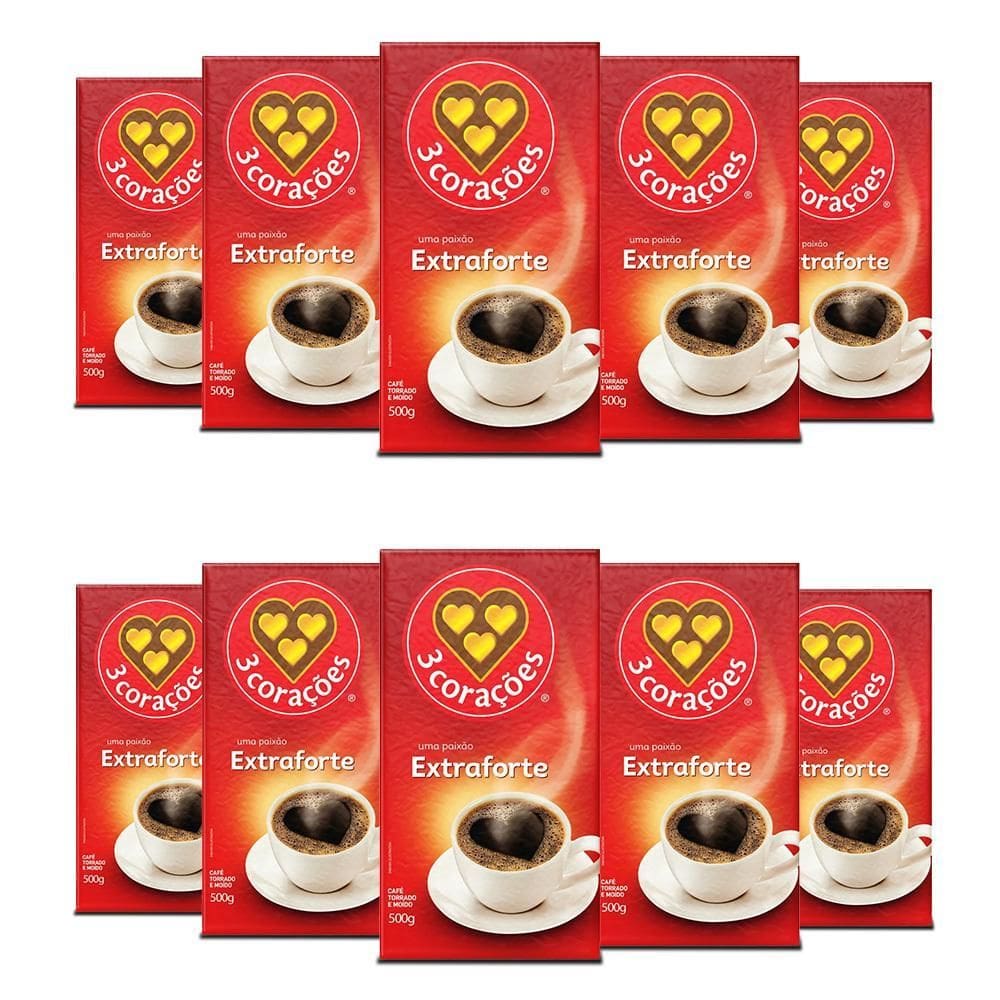 Café 3 Corações Extraforte A Vácuo Kit 10 Pacotes 500G