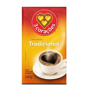 Café 3 Corações Torrado E Moído Tradicional A Vácuo - 250G