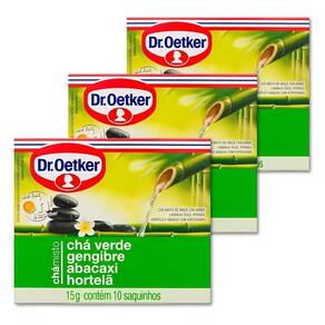Chá Verde Dr. Oetker Gengibre Abacaxi Hortelã Kit 3 Caixas