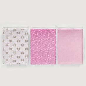 Kit 3 Pçs Fronha Para Bebê 30X40 100%Algodão Baby Royal Rosa