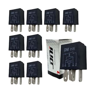 Kit 10 Mini Rele Auxiliar 12V 40A 4 Pinos Resistor Universal
