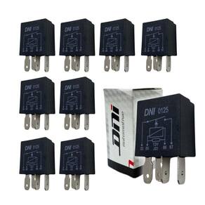 Kit 10 Mini Rele Auxiliar 12V 40A 4 Pinos Resistor Universal