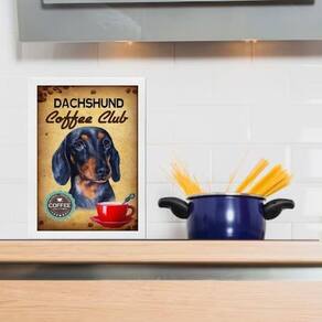 Quadro Para Cozinha Dachshund Xícara Café 45X34Cm