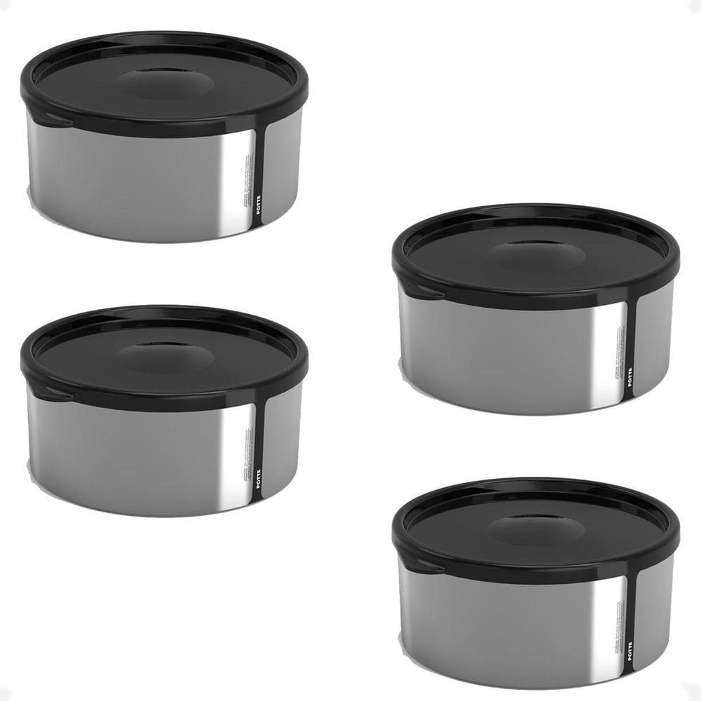Kit 4 Pote Para Alimentos Bpa Free 700Ml Metallic Com Tampa
