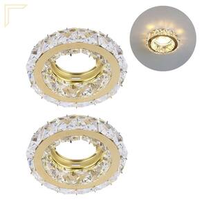 Kit 2 Spot Cristal K9 Embutir Inox Dourado Redondo Mr16