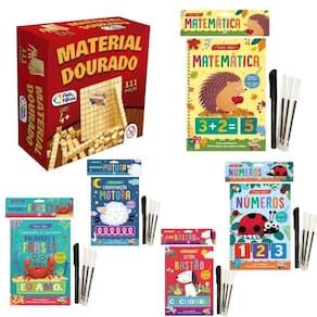 Kit Livro Infantil Caneta Mágica + Material Dourado 111 Pçs