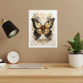 Quadro Decorativo Borboleta Elegante 45X34Cm - Com Vidro