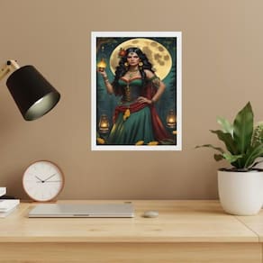 Quadro Cigana Sarita - Lua Cheia 33X24Cm - Com Vidro